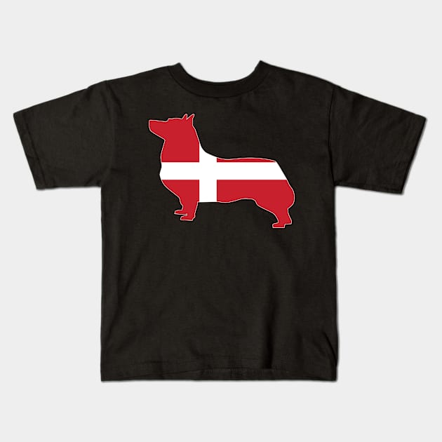 Swedish Vallhund Denmark Flag Filled Kids T-Shirt by DPattonPD